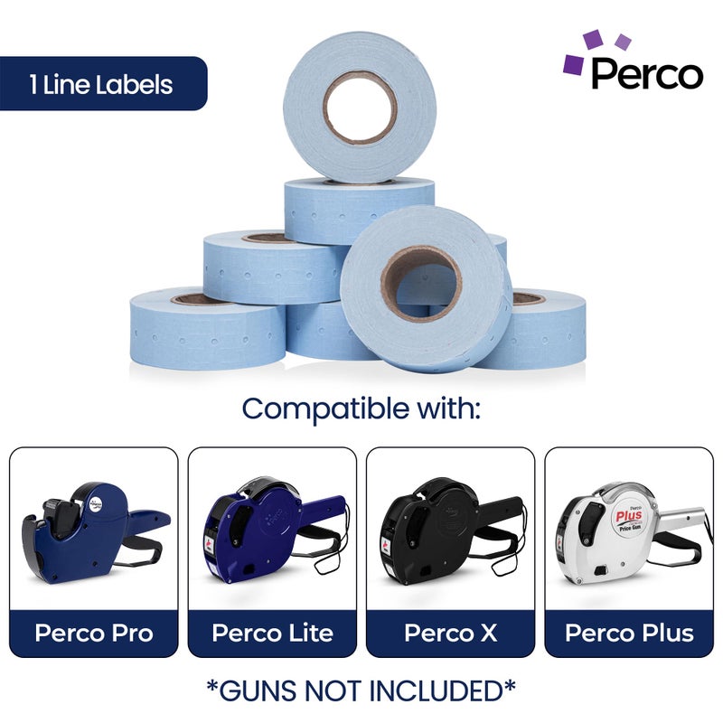 Perco 1 Line Blue Labels - 8 Rolls, 1 Sleeve, 8,000 Blank Price and Date Gun Labels for Perco 1 Line Price and Date Guns - Made in USA - Image 2